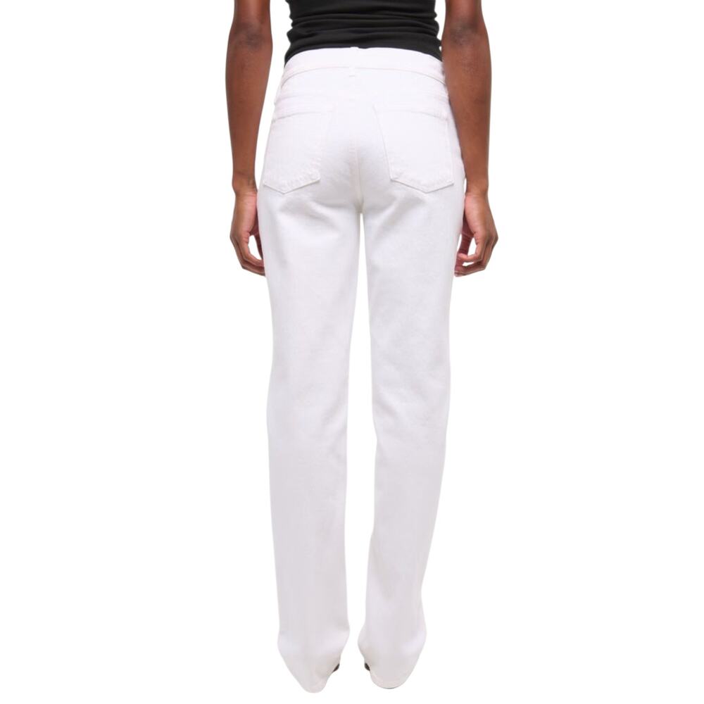 NWT Abercrombie The 90's Straight Mid Rise Jeans Womens 25 Short White Denim - Picture 4 of 12